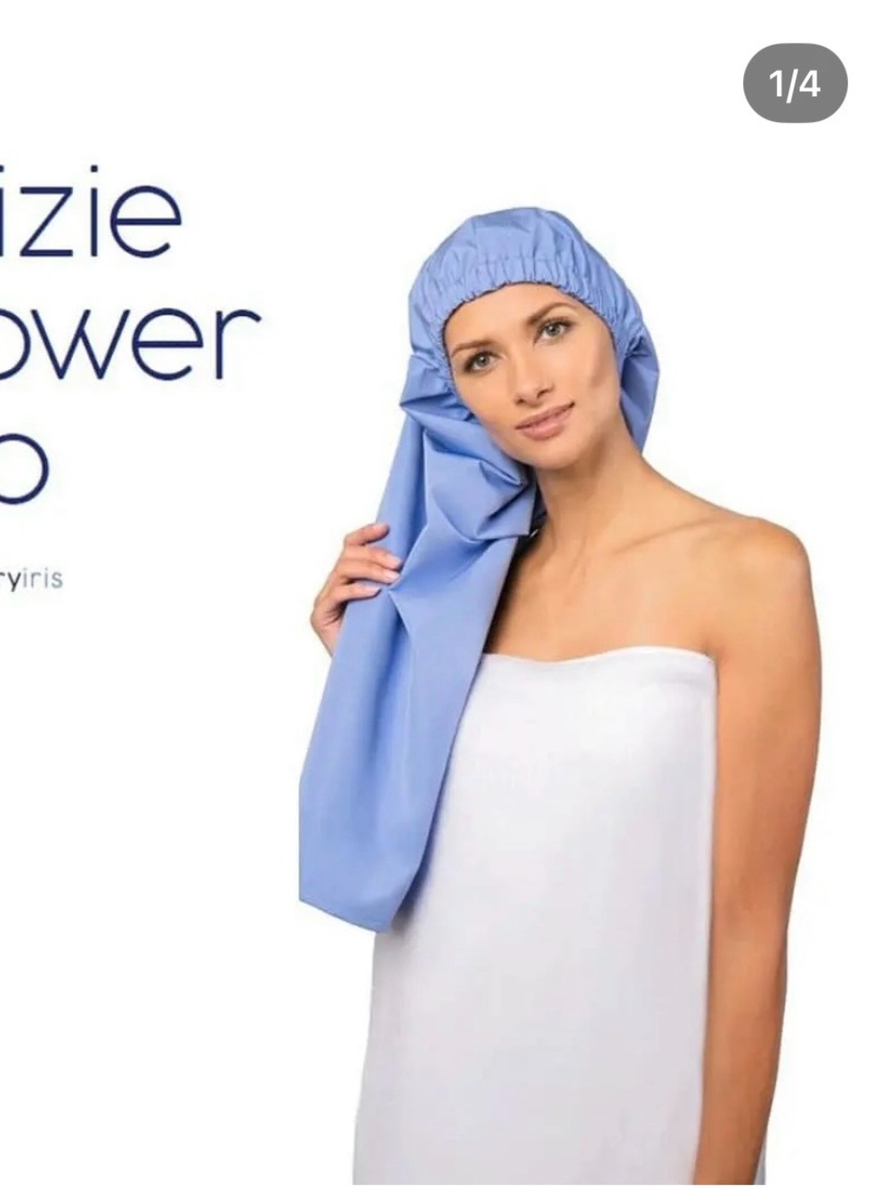BlueberryIris Light Blue Maizie Shower Cap Bonnet with Extended Tail NWT